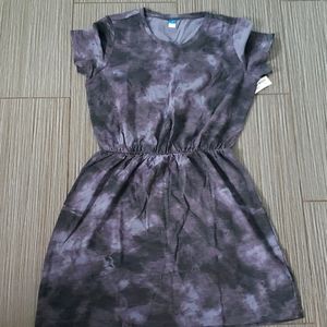 OLD Navy SS Waist-Defined Tie-Dye Mini T-Shirt Dress